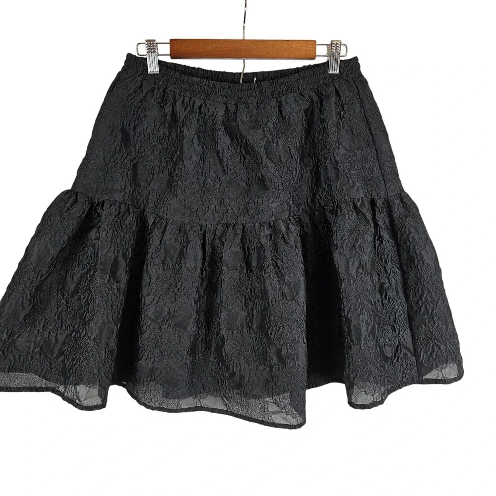 Bardot Demi Floral Jacquard‎ Skirt, black, size US 8 /M
